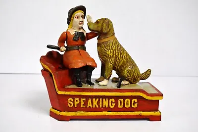 Vintage Cast Iron “Speaking Dog” Mechanical Bank Coin Box Saving Collectibles 7 • $116.22