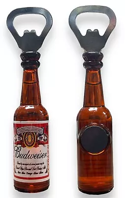 Vintage Rare Budweiser LIQUID FILLED BOTTLE OPENER KEYRING KEY CHAIN Magnet • $9.95