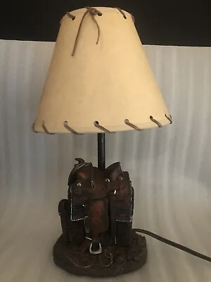 Vtg Western Heritage Cowboy Saddle Tack Hay Bales Silhouette Lamp With OrigShade • $40