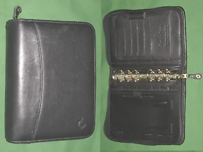 POCKET ~ 1.0  Black FULL GRAIN NAPPA LEATHER Franklin Covey Planner BINDER 2102 • $49.99