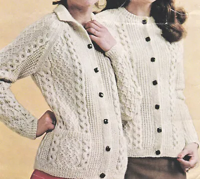 Knitting Pattern Ladies Raglan Jacket/Cardigan With Or Without Collar 34-44 Aran • £1.99