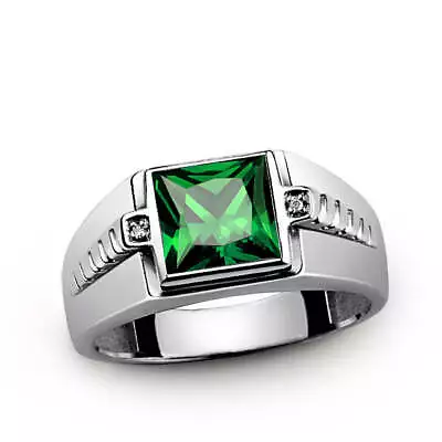 Men's Gemstone Ring With Diamond Accents In Sterling Silver • £152.01