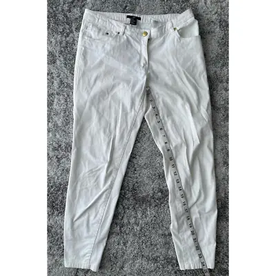 H&M Womens Cropped Jeans White Stretch Pockets Denim 8 • $11.69
