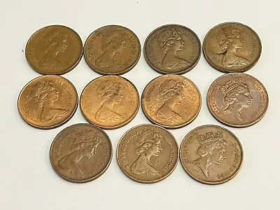 Lot Of 11 UK British Queen Elizabeth II New Pence 2 1971197519781980 88 89 • $10.99