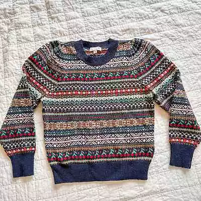 J.Crew Fair Isle Cherry Print Crewneck Sweater XS Navy • $45