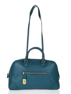 Marc Jacobs Venetia Push Lock Teal Leather Shoulder Bag Satchel $1495 • $509.15