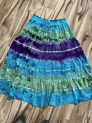 La Moda Clothing Tie-Dye Skirt One Size Purple Blue ￼ • $19.99