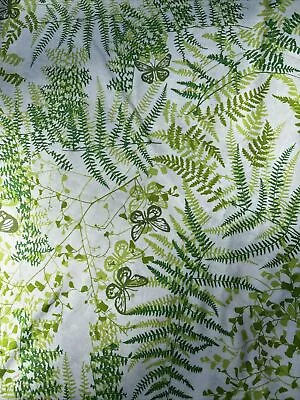 Vintage Vera Tablecloth Green Ferns & Butterflies 60” Round All Cotton • $45