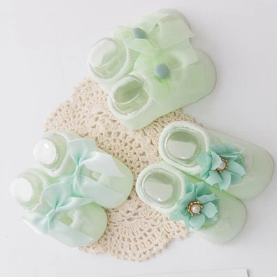 £3.69 • Buy Short Socks Cotton Gripper Baby Anti Trainer Bow Tie Lace Flower Infant