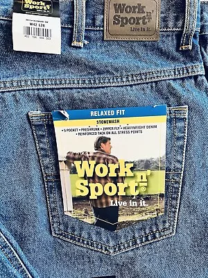 New Work N Sport Relaxed Fit Stonewash Cotton Denim Men’s Jeans W 42 X L 28 NWT • $10