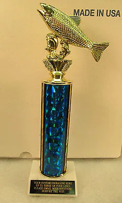 Salmon Fishing Award Trophy 12  Free Custom Engraving “Support The Vet” • $16.95