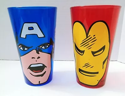 $21 • Buy Marvel Comics Colored Glass Toon Tumblers Pint Glasses - Captain America & Demo