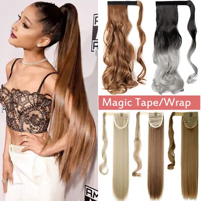 $12.42 • Buy 100% Real Thick Clip In One Piece Hair Extensions Ponytail Wrap Around Pony Tail