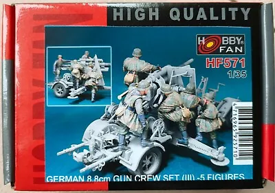 Hobby Fan 1/35 German 8.8cm GUN Crew Set 5 Figures Resin • $83.60