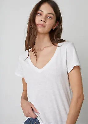 MAGGIE WARD ~ New! Size XS ~ White 100% BAMBOO VISCOSE VNeck T-Shirt A57 • $14.99