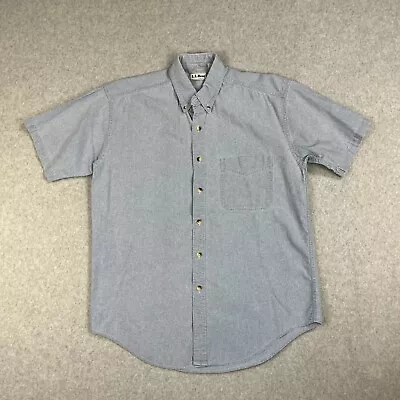 Vintage LL Bean Shirt Mens Medium Regular  Blue Chambray Short Sleeve Denim • $22.49