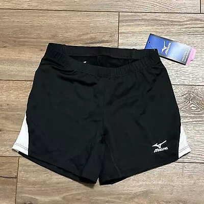 Women's Mizuno Volleyball Shorts SZ Small Black White Mesh Panel Lightweight NWT • $19.99