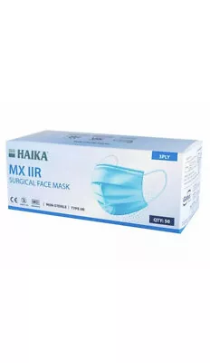 Face Mask 3-Ply Haika Type IIR 2R Medical Grade CE Approved QTY 50 Masks UK Made • £7.85
