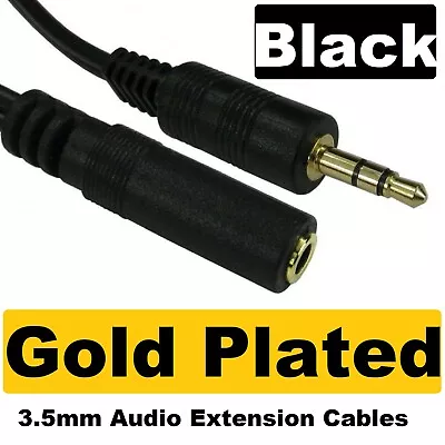 1m -15m 3.5mm Jack Extension Cable Lead Stereo Plug To Socket AUX Headphone GOLD • £3.29