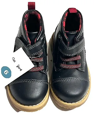 Cat & Jack Baby Toddler Boys Adam Style Charcoal Black Red Boots Shoes Size 6 • $14.99