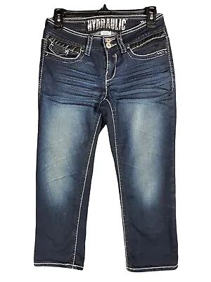 $15.72 • Buy Hydraulic Jeans Lola Crop Capri Low-Rise Stretch Embellished Womens 5/6 Denim