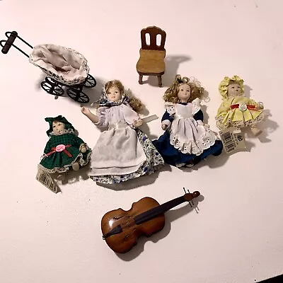 £16.95 • Buy Mini Porcelain Dolls, Bundle Of 4 Collectable Dolls Plus Extras
