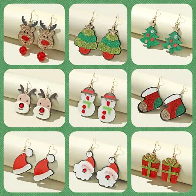 Festive Christmas Adorable Reindeer Earrings Shining Xmas Tree Holiday Jewellery • $2.98