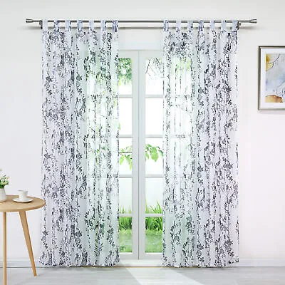Voile Curtains Transparent Window Sheer Ready Made Net Curtains Tab Top • £17.99
