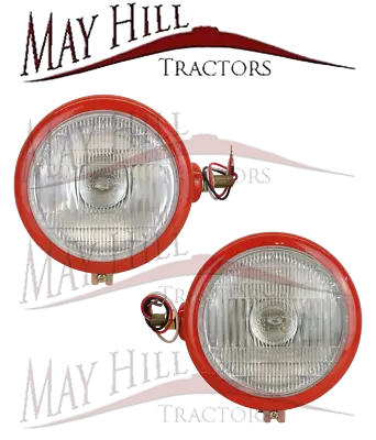 PAIR Of Head Light Head Lamps Massey Ferguson FE35 35 65 Tractor Logo On Lens • £36.70