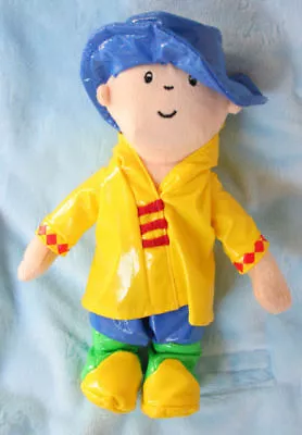 Caillou Plush 9  Doll - Cookie Jar 2007 - Caillou Wearing A Rain Coat • $8