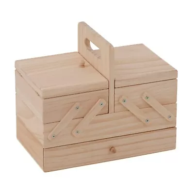 Wood Cantilever Sewing Box: 3 Tier With Drawer (Minor Damage) • £21.99