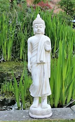 Garden Ornaments  Buddha Tall Standing Stone Effect Cream Outdoor Indoor Statue • £29.95