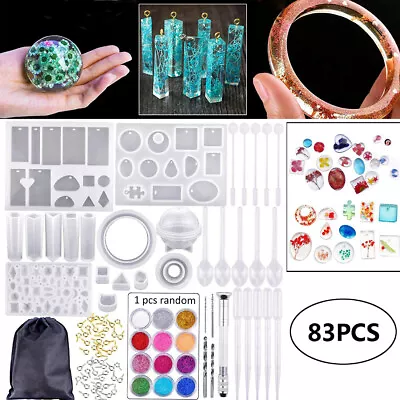 £9.29 • Buy 83Pcs DIY Resin Casting Mold Tool Kits Silicone Making Jewelry Pendant Mould UK