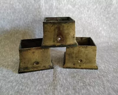Set Of 3 Antique Solid Brass Square Feet Caps Replacement Table Legs Vintage • $19.99