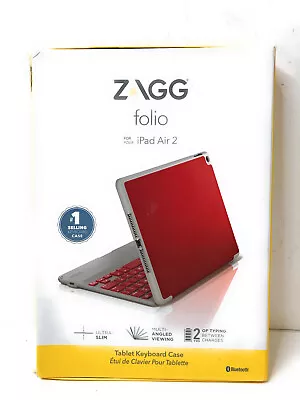 Zagg Folio Bluetooth Keyboard Case For Apple Ipad Air 2 Red • $23.96