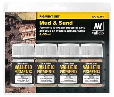 Vallejo 35ml Bottle Mud & Sand Pigment Powder Set (4 Colors) - Hobby And • $16.99