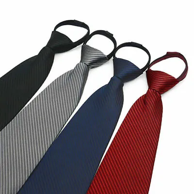 Lazy Men's Zipper Necktie Solid Casual Business Wedding Slim Zip Up Neck Tie USA • $7.49