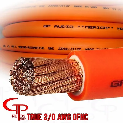 15 Ft TRUE AWG 2/0 Gauge OFC Copper Power Wire ORANGE Ground Cable GP Car Audio  • $115.99