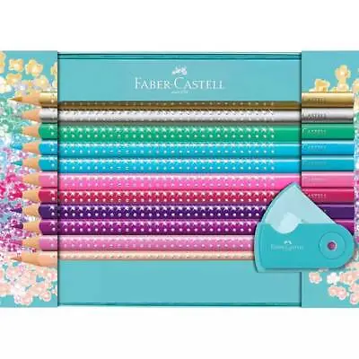 Faber-Castell Pencil Set Sparkle Turquoise Tin Pencil Set 20 Pieces (201641) • $25.36