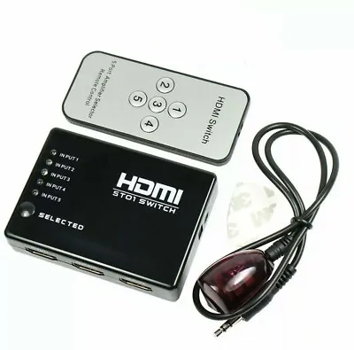 5 PORT 1080p HDMI Switch Switcher Selector Splitter Hub + IR Remote For HDTV PA3 • $9.75