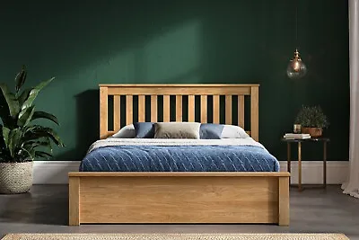 Emperor Solid Oak Ottoman Storage Bed - Double - King Size - Super King Size • £895