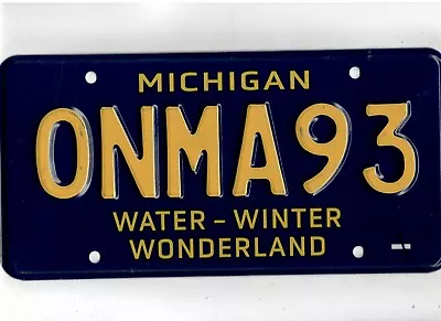 MICHIGAN License Plate  0NMA93  ***MINT***WATER-WINTER WONDERLAND SPECIALTY* • $12.50