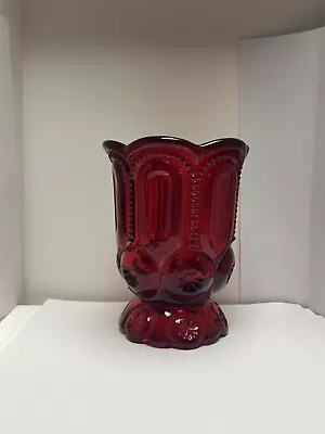 LE Smith Moon And Stars Ruby Red Glass Spooner Open Sugar Dish • $26