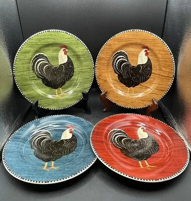 Sakura NY 1999 Warren Kimble Set Of 4 'Rooster' Salad/Dessert Plates NWOB Vtg • $32