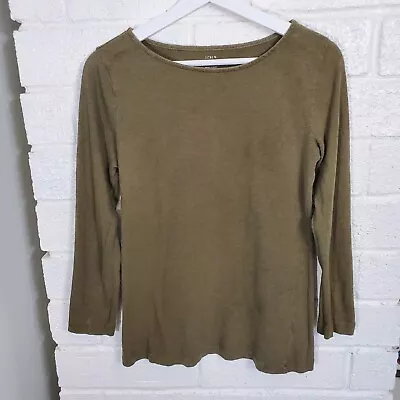 J. Crew Painter Tee Womens Medium Shirt Top Olive Green Long Sleeves Stretch • $10.99