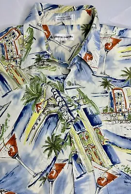 Pierre Cardin Island Martini Hawaiian Style Button Up Pocket Shirt Men’s Size XL • $13.99