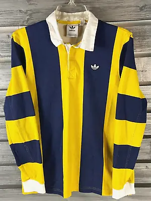 Adidas Striped Long Sleeve Rugby Polo Shirt Men Small Michigan Wolverines Colors • $13.39