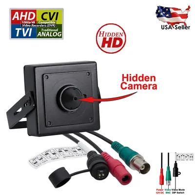 Wide Angle Mini Covert Hidden Nanny CCTV Security Camera HD TVI CVI AHD Analog • $34.95