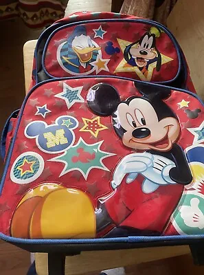 VINTAGE DISNEY MICKEY MOUSE AND FRIENDS ROLLING PILOT Case Luggage And Backpack  • $49.25