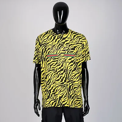 GUCCI 780$ Vintage Logo & Tiger Print Tshirt - Multicolor Cotton Jersey • $382.20